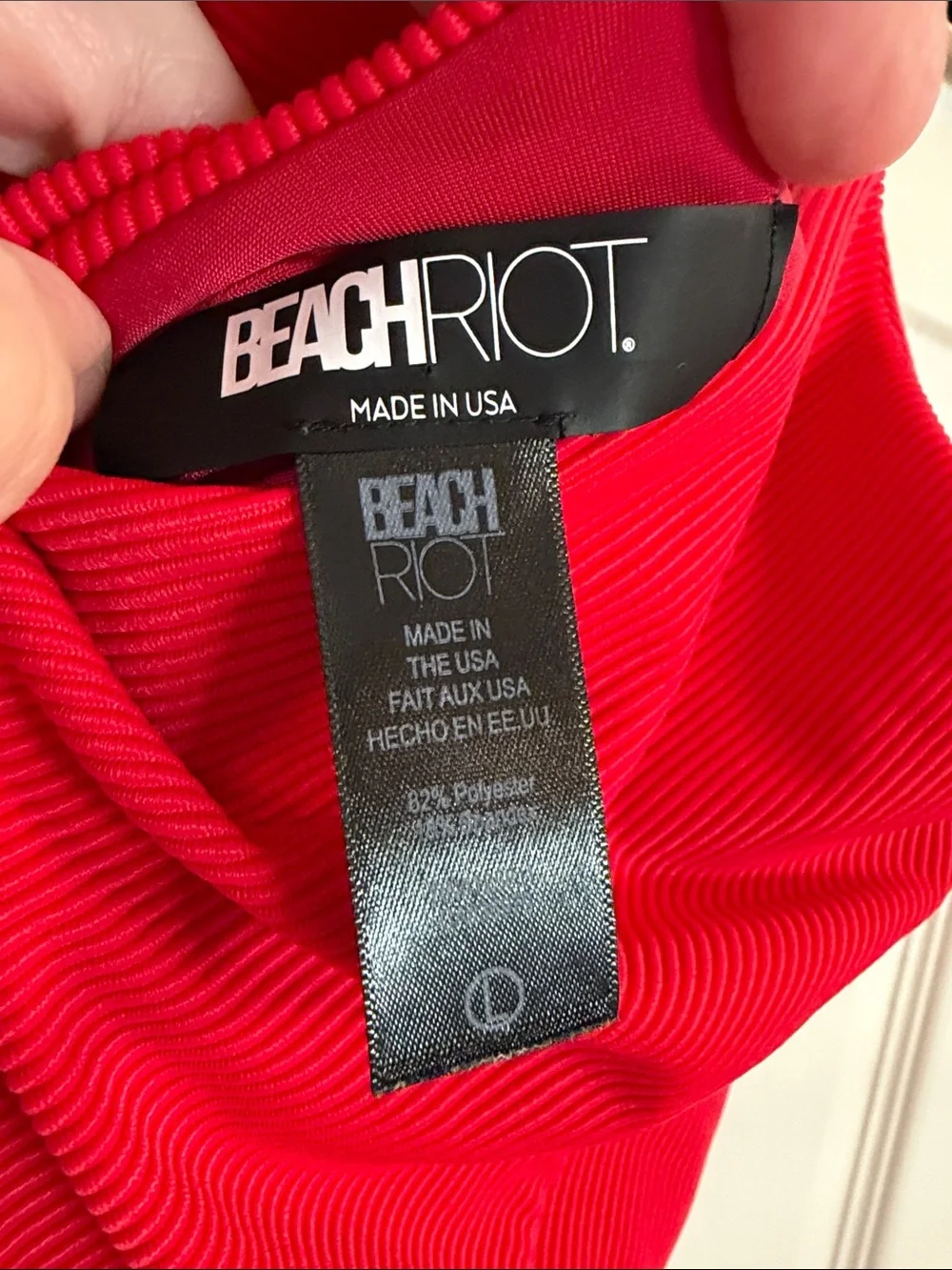 Beach Riot Red Ribbed V-Neck One-Piece Swimsuit size large